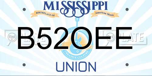 B52OEE Mississippi License Plate