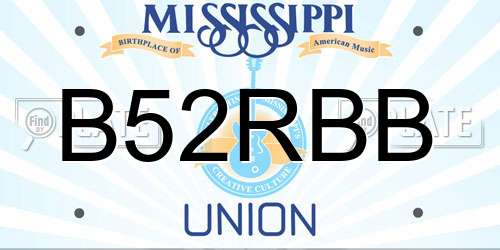 B52RBB Mississippi License Plate