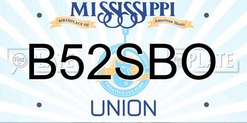 B52SBO Mississippi License Plate