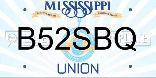 B52SBQ Mississippi License Plate