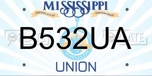 B532UA Mississippi License Plate