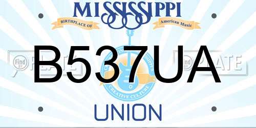 B537UA Mississippi License Plate