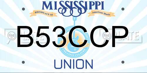 B53CCP Mississippi License Plate