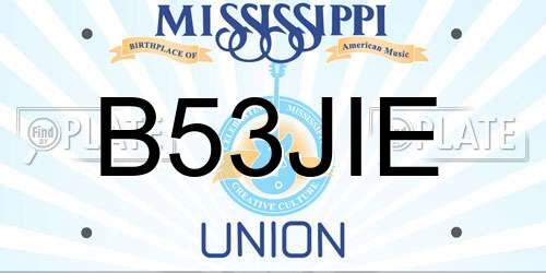 B53JIE Mississippi License Plate