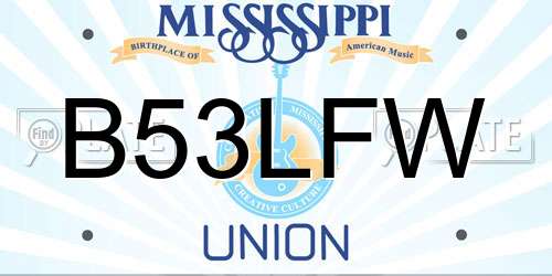 B53LFW Mississippi License Plate
