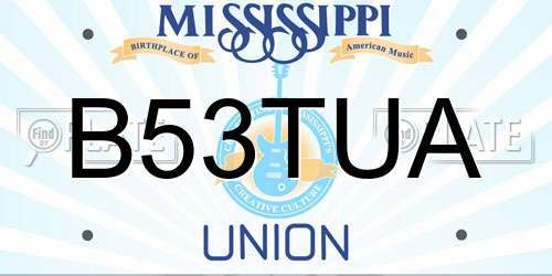 B53TUA Mississippi License Plate