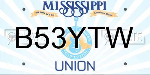 B53YTW Mississippi License Plate