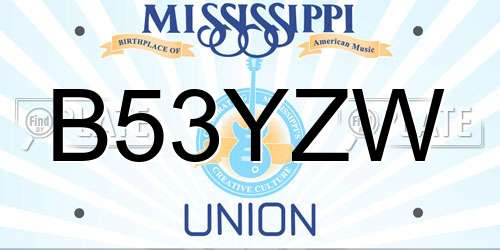 B53YZW Mississippi License Plate