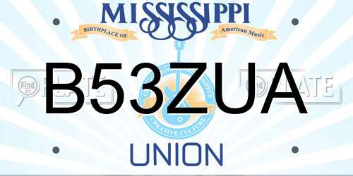 B53ZUA Mississippi License Plate