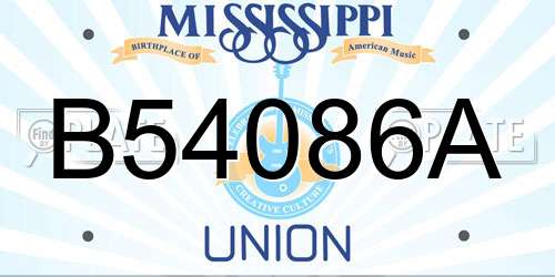 B54086A Mississippi License Plate