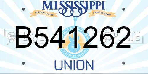 B541262 Mississippi License Plate