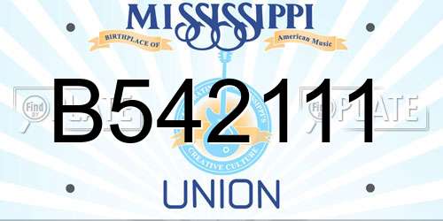 B542111 Mississippi License Plate