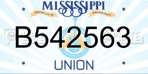 B542563 Mississippi License Plate