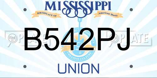 B542PJ Mississippi License Plate