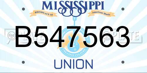 B547563 Mississippi License Plate