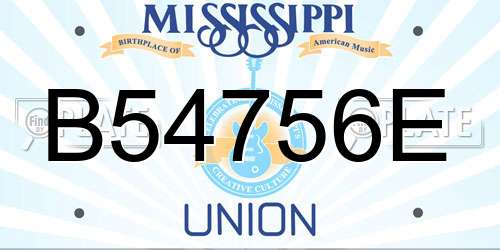 B54756E Mississippi License Plate