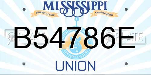 B54786E Mississippi License Plate