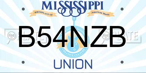 B54NZB Mississippi License Plate