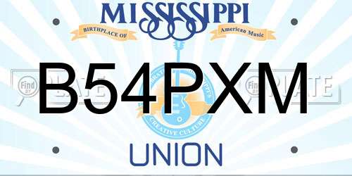 B54PXM Mississippi License Plate