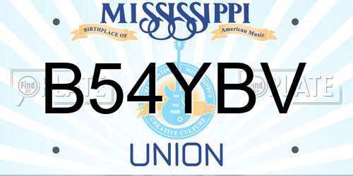 B54YBV Mississippi License Plate