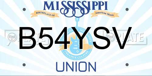B54YSV Mississippi License Plate