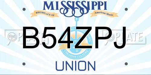 B54ZPJ Mississippi License Plate