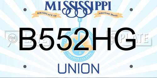 B552HG Mississippi License Plate