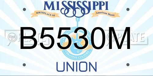 B5530M Mississippi License Plate