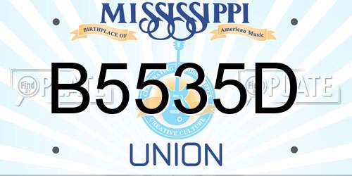 B5535D Mississippi License Plate