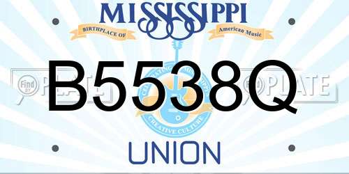 B5538Q Mississippi License Plate