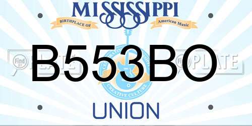 B553BO Mississippi License Plate