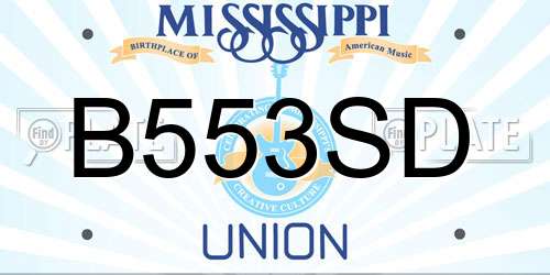 B553SD Mississippi License Plate