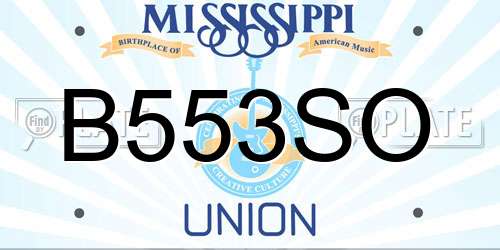 B553SO Mississippi License Plate