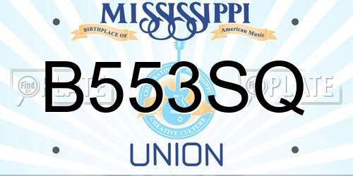 B553SQ Mississippi License Plate