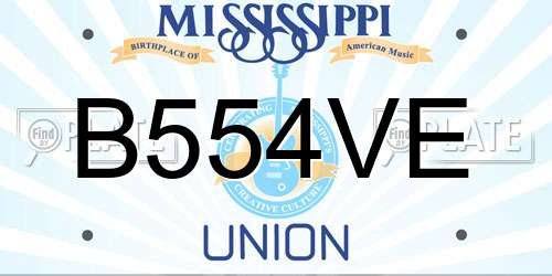 B554VE Mississippi License Plate