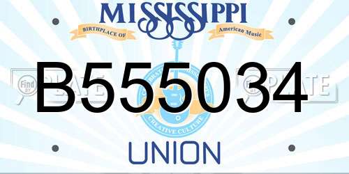 B555034 Mississippi License Plate