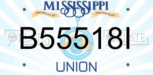 B55518I Mississippi License Plate