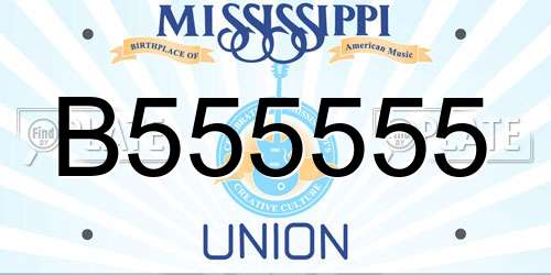 B555555 Mississippi License Plate