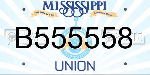 B555558 Mississippi License Plate