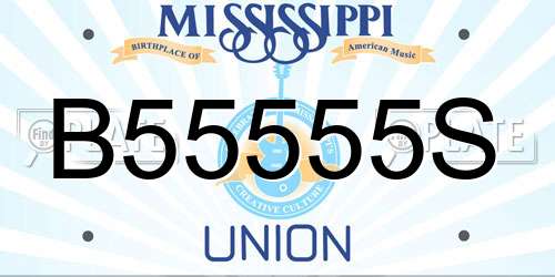 B55555S Mississippi License Plate