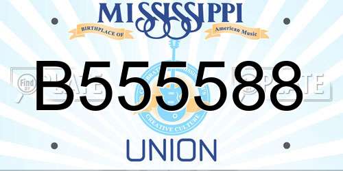 B555588 Mississippi License Plate
