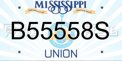 B55558S Mississippi License Plate