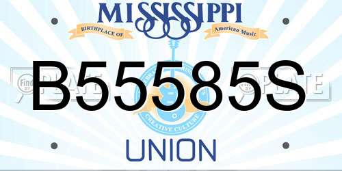 B55585S Mississippi License Plate