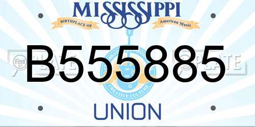 B555885 Mississippi License Plate
