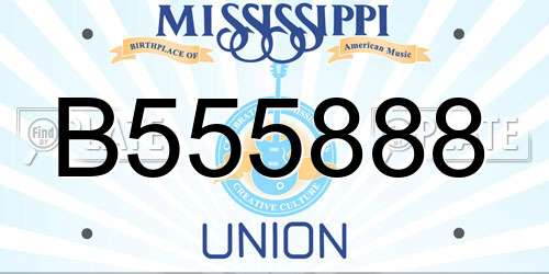 B555888 Mississippi License Plate