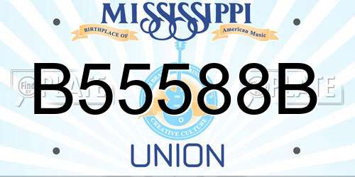 B55588B Mississippi License Plate