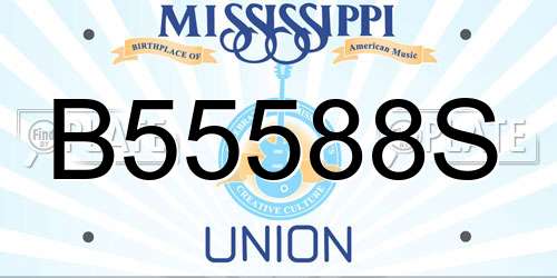 B55588S Mississippi License Plate