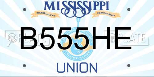 B555HE Mississippi License Plate