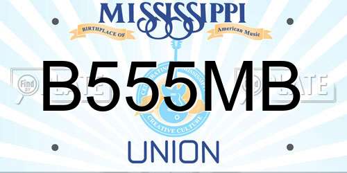 B555MB Mississippi License Plate