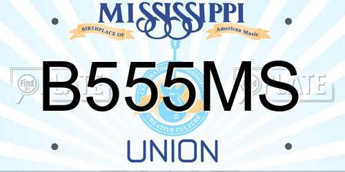 B555MS Mississippi License Plate